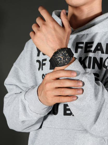 Men's Quartz Sports Watch 50M Water Resistant Luminous Multi-Function Barrel Dial Wristwatch