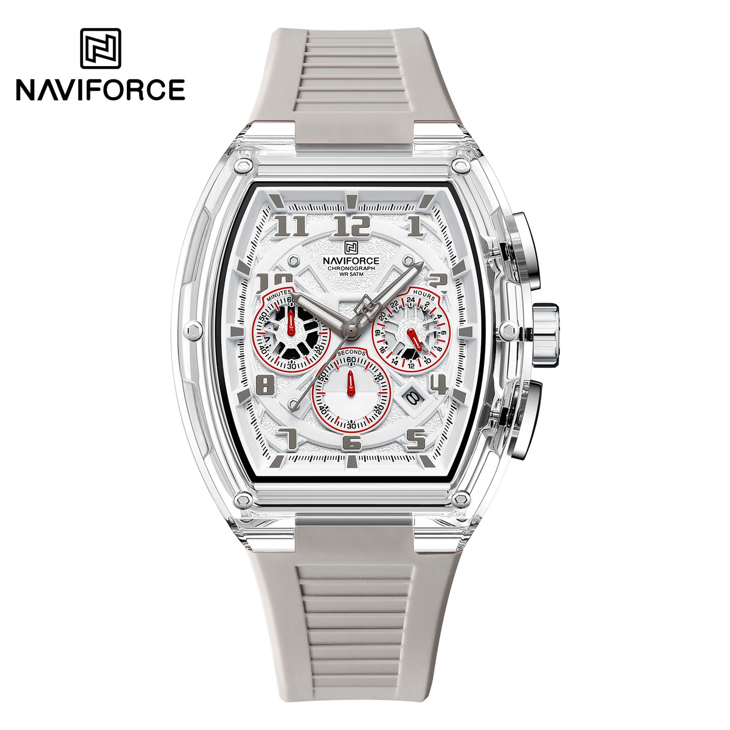 Men's Quartz Sports Watch 50M Water Resistant Luminous Multi-Function Barrel Dial Wristwatch