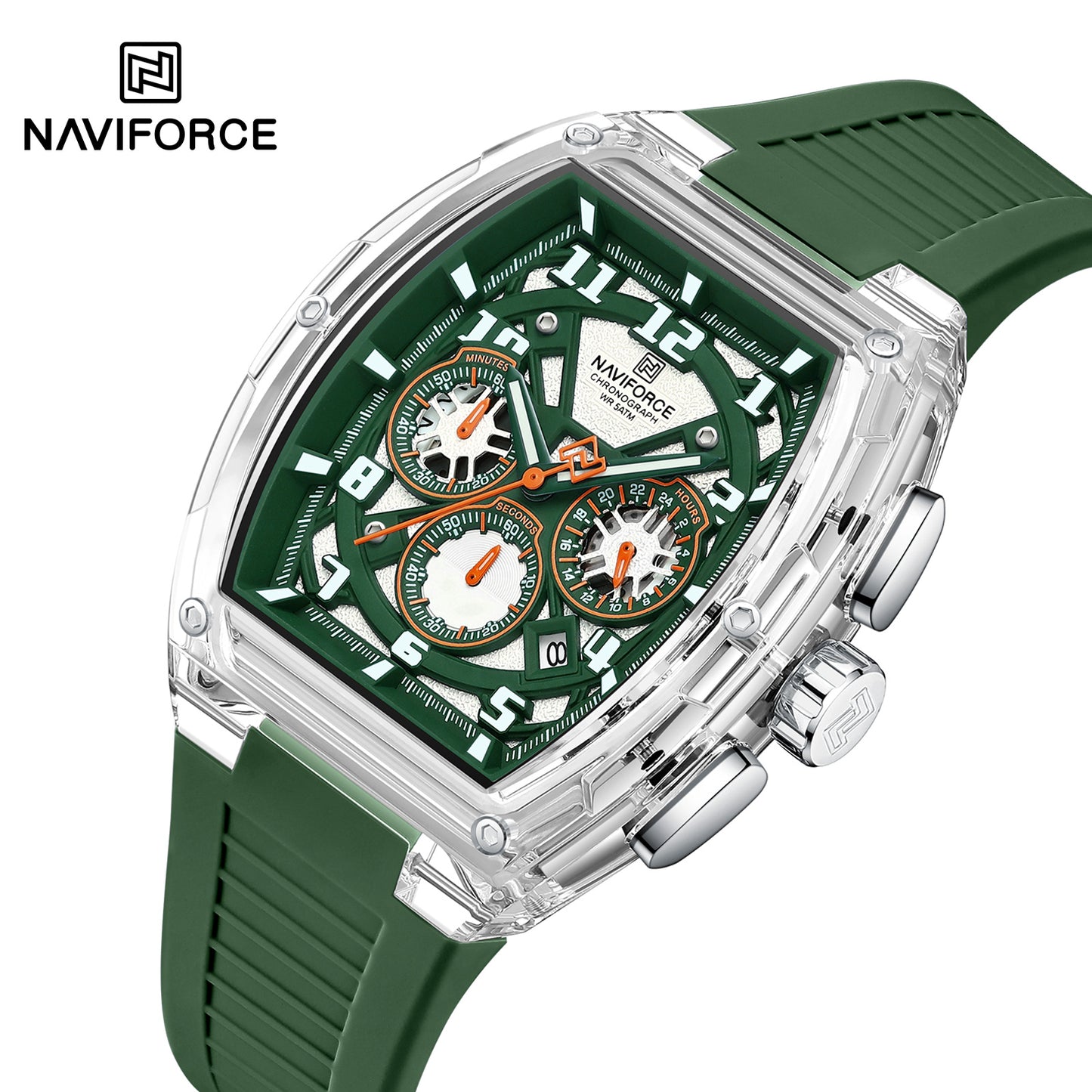 Men's Quartz Sports Watch 50M Water Resistant Luminous Multi-Function Barrel Dial Wristwatch
