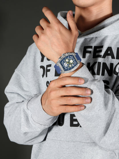 Men's Quartz Sports Watch 50M Water Resistant Luminous Multi-Function Barrel Dial Wristwatch
