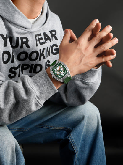 Men's Quartz Sports Watch 50M Water Resistant Luminous Multi-Function Barrel Dial Wristwatch