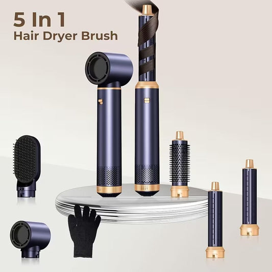 Air Brush & Detachable Curler - Dual Function Hair Styler with Automatic Shut-Off, 3 Heat Settings, 3 Brush Heads for Wet/Dry Use, 1.5-2.5m Cord, Curling & Straightening Tool for All Hair Types